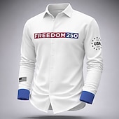 voordelige Patriottische 250 T-shirts-Voor heren 4 juli, 250e verjaardag van de VS Vaderlandslievend FREEDOM Overhemd Wafel Shirt Normaal shirt Lange mouw Mode-casual Dagelijks gebruik Feestdagen Zomer Lente Strijkijzer 3D-afdrukken Met