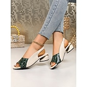 voordelige Hakken Sandalen-Dames Dagelijks Blokhak Open teen Elegant Imitatieleer Leegloper Zwart Rood Licht Bruin