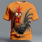 economico Magliette con stampa animale-Per uomo Animale Pulcino Divertente Maglietta Manica Corta maglietta Stampa 3D Girocollo Camicia Esagerato Designer Feste Ferie Blu Nero Arancione Estate Primavera Abbigliamento S M L XL XXL XXXL