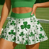 abordables Jupes et skorts pour femmes-Saint Patrick Femmes Trèfle Jupe décontractée Jupes de tennis Stylé Impression Protection UV Élastique Tennis Pickleball Course Bas Vert Vêtements de tennis