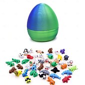 Недорогие Пасха-Пасхальное яйцо, напечатанное на 3D-принтере, с 10 случайными миниатюрными животными внутри, подвижные игрушки, наполнители для пасхальных корзин, забавные коллекционные подарки для детей и взрослых,