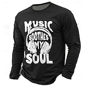preiswerte Musik- und Instrumenten-Grafik-T-Shirts-Herren Musik T Shirt Langarm T-Shirt 3D-Druck Rundhalsausschnitt Hemd Täglich Lässig Täglich Reise Party Blau Schwarz Rote Sommer Frühling Herbst Bekleidung S M L XL XXL XXXL
