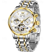 cheap Mechanical Watches-The New Olevs Men'S Business Watch With Luminous Perpetual Calendar Date And Day Display Multi-Functional Mechanical Watch Skeletonized Casual And Fashionable Waterproof Sports Men'S Wristwatch