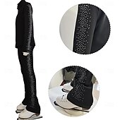 お買い得  フィギュアスケートのトレーニングウェア-フィギュアスケートジャケットとパンツ レディース 女子 アイススケート 衣装 ブラック ストレッチ トレーニング 競技 スケートウェア 保温 暖かい クリスタル/ラインストーン 長袖 アイススケート フィギュアスケート