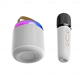 cheap Speakers-Karaoke Machine with Two Microphones An Ambient Light A 1200mAh Lithium Battery 1-10W Output Power and A Battery Life of Approximately 8-10 Hours A Portable Speaker Valentine's Day Gift