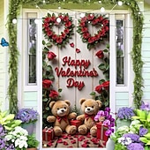 levne Garážové a dveřní bannery-Valentýn Plakáty Kryt dveří Venkovní bannery 小熊 láska Srdce Roztomilý Romantické 3D Večírek Koleje Střelecké pozadí Vchodové dveře Dekorace pro návrh na sňatek Bytové dekorace