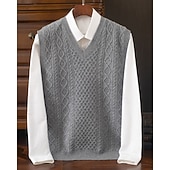 preiswerte Wollpullover für Herren-Herren Pullunder Kleid Pullover Pullover Weste Strickpullover Gerippt Stricken Normale Oberteile Gestrickt Einfach V Ausschnitt Mode Streetwear Geschäft Urlaub Bekleidung Ärmellos Herbst Winter
