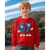 economico Umoristico 3D del Ragazzo-Unisex Ragazzi 3D Grafico Gergo divertente 67 Felpa Maglione Manica Lunga Stampa 3D Primavera Autunno Attivo Moda Streetwear Bambini 4-12 Anni Girocollo Casuale Quotidiano All'aperto Vestibilit