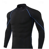 Недорогие Футболки и майки для бега-Муж. Компрессионная футболка Базовый слой для тренировок Тренировочные топы Длинный рукав Верхняя часть Одежда для спорта и отдыха Осень Однотонный Быстровысыхающий