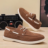 economico Scarpe Casual con Lacci-scarpe casual slip-on da uomo in pelle scamosciata marrone, eleganti scarpe da sposa per sposo e testimoni, comode calzature formali per occasioni di matrimonio semi-formali e ricevimenti