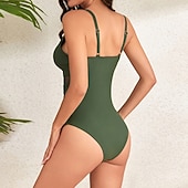 tanie Rash guardy One Piece-Damskie Strój kąpielowy Stroje kąpielowe One Pieces Solidne kolory W serek Wyszczuplenie brzucha Elastyczny Bez rękawów Kąpielówki Surfing Plaża Wakacje Lato