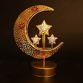 olcso Ramadan dekorációs fények-ramadan eid vas fém díszlámpa csillag hold beltéri hálószoba hangulatvilágítás aaa elem 29 * 21cm
