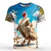  Herre Dyr Hane Morsom T skjorte Kortermet T skjorte 3D-utskrift Crew-hals Skjorte overdrevet Designer Fest Ferie blå 3# blå 2# Blå 1# Sommer Vår Klær S M L XL XXL XXXL
