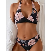 levne Sady bikin-Dámské Plavky Bikiny Tankini Odvážné Plavky Úplet Volná záda Oblečení na pláž Cikánský Květinový Květiny Ponořit se Bez rukávů Plavky