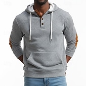 cheap Basic Hoodies-Men's Jacquard Hoodie Pullover Button Up Hoodie White Brown Khaki Light Grey Hooded Plain Patchwork Color Block Textured Casual Daily Sports &amp; Outdoor Streetwear Cool Sportswear Spring &amp;  Fall