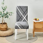 baratos Capa para Cadeira de Jantar-Capa protetora para cadeira de jantar, super ajustável, elástica, removível e lavável, com assento curto, ideal para salas de jantar de hotéis, cerimônias, banquetes e festas de casamento.