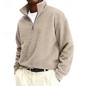 economico Felpe di base-Per uomo Maglia Felpa in pile Maglione Felpa con zip corta Rosso bordeaux Nero Verde chiaro Cachi Grigio Colletto Mao Semplice Patchwork Casuale Quotidiano Sport &amp; Outdoor Streetwear Cool