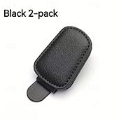 billiga Förvaring-2 st magnetiska solskyddsglasögonhållare i PU-läder med kortplats - enhandsmanövrering, lämplig för förarsidans interiörtillbehör, grå &amp;svart enkelt snäppfäste med ett klick