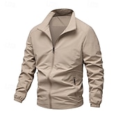 economico Giubbotti Casual-Per uomo Giacca Leggera Giacca Casual Casuale Quotidiano Sport Tasca Primavera Autunno Semplice Streetwear Elegante Collo alla coreana Regolare Nero Blu marino Cachi Verde militare Grigio scuro Giacca