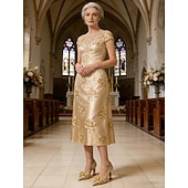 cheap Mother of Bride/Groom-Women's Elegant Block Heel Pumps with Floral Embellishment, Comfortable Formal Shoes for Mother of the Bride at Church Weddings