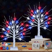 billige Dekorative lys-250-årsjubileum for USAs uavhengighetsdag, rød, hvit, blå, pentagram, bjørketrelys, 45 cm/17,72 tommer, aaa-batteri, innendørs soverom, stue, spisestue, sengegavl, feststemning, dekorativ
