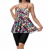 levne Surfovací tankiny a bikiny-Dámské Plavky 2 ks Tropický vzhled Ultra lehký (UL) Elastický Bez rukávů Plavky Surfování Šnorchlování Léto