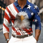 4η Ιουλίου 2026 250η Ανδρικά Αμερικανική σημαία των ΗΠΑ Αετός Πόλο Μακρυμάνικο Μπλουζάκια πόλο Πέτο Καθημερινό ΕΞΩΤΕΡΙΚΟΥ ΧΩΡΟΥ Ένδυση γυμναστικής και άθλησης Καθημερινά Ρούχα 3D εκτύπωση Κουμπιά