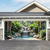 abordables Bannières de Garage et de Porte-tapisserie Couverture de porte de garage Grande suspension Cascade 森林 3D Soirée Outdoor Arrière-plans de prise de vue Porte d'Entrée Décoration d'intérieur