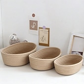 economico Portagioie e porta trucchi-eleganti cestini ovali in tessuto intrecciato con corda - organizer da scrivania pieghevoli e decorativi per cosmetici e snack &amp;chiavi con elegante design a forma di barca, senza stampa, facile