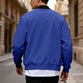 economico Giubbotti Casual-Per uomo Giacca Leggera Giubbotto bomber Giacca Casual Casuale Quotidiano Leggero Tasca Primavera Autunno Semplice Streetwear Elegante Colletto Mao Regolare Blu Nero Giallo Rosso Blu marino Giacca