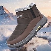 cheap Winter &amp; Snow Boots-Men's Brown Winter Boots with Fleece Lining, Insulated and Waterproof Shoes for Cold Weather, Ideal for Hiking, Outdoor Adventures and Winter Activities