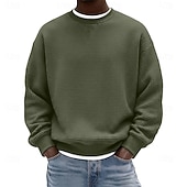 olcso Alap pulóverek-Férfi Pulóver Gofris pulóver Pulóver kapucnis pulóver Vörösbor Fekete Fehér Világoszöld Sötétkék Terített nyak Sima Texturált Hétköznapi Napi Sport &amp; Szabadtéri Poliészter Utcai sikk Menő Sportruházat