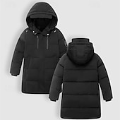 cheap Boy's Downs &amp; Parka Jacket-Kids Girls' Down Jacket Puffer Jacket Solid Color Sports Pocket Keep Warm Windproof Outdoor Coat Outerwear 4-12 Years Winter Black Yellow Purple