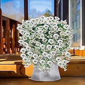 levne Umělé květiny-4 svazky závěsných umělých macešek, venkovní umělá květinová dekorace, UV odolné realistické umělé květiny pro venkovní zahradu, verandu, balkon, interiér domu a svatební dekorace