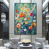 cheap Floral/Botanical Paintings-Mintura Hand Painted Abstract Flowers Oil Paintings on Canvas Modern Wall Art Picture For Home Decoration Ready To Hang With Stretched Frame