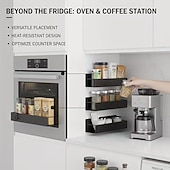 Недорогие Стойки для хранения-2 магнитных органайзера для холодильника с 4 съемными крючками, магнитная полка для хранения без сверления, боковая полка для хранения на холодильнике, компактные аксессуары для кухни и ванной,