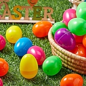 voordelige Pasen-50/100 stuks 2,3 inch paaseieren, lege plastic eieren, vulbaar, kleurrijke, heldere eierschalen, bulkverpakking voor paasjacht, het vullen van traktaties, feestartikelen, mandvullingen, prijzen voor