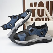 cheap Outdoor Sandals-Men's Navy Blue Sporty Sandals – Lightweight and Durable with Velcro and Adjustable Fit, Perfect for Outdoor Adventures