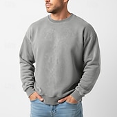 abordables Sudaderas Básicas_-Hombre Sudadera Sudadera Con Capucha Negro Morado Verde Trébol Caqui Café Cuello Barco Cuello Mao Plano De Gran Tamaño Casual Diario Deporte Vintage Ropa de calle Fresco Primavera &amp; Otoño Otoño