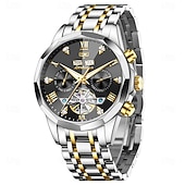 halpa Mekaaniset kellot-OLEVS miesten automaattikello nahkahihna kalenteri luurankokellotaulu trendiklassikko vedenkestävä Moonswatch rannekello 7009