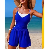 tanie Rash guardy One Piece-Damskie Strój kąpielowy One Pieces Kostium kąpielowy z wysokim stanem i marszczeniami Blokowanie kolorów Elastyczny Bez rękawów Kąpielówki Surfing Nurkowanie z rurką Pływacki Lato