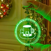お買い得  装飾ライト-アイルランドの聖パトリックの日の飾り、LED吊り下げライト、22/24cmのシャムロック &amp;レプラコーンの帽子の吸盤ライト、屋内ドア、窓、壁、パーティー、休日の装飾、単4電池ボックス付き