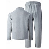 baratos Polo Clássico Masculino-Homens Camisas Polo Waffle Pólo Férias Rua Quarter Zip Manga Longa Moda Básico Bloco de cor Patchwork 2 Peças Primavera Outono Normal Branco Camisas Polo Waffle