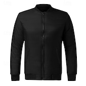 cheap Men's Downs &amp; Parkas-Men's Winter Coat Puffer Jacket Padded Pocket Quilted Polyster Casual Daily Outdoor Regular Fashion Streetwear Thermal Warm Winter Solid Color Blue Dark Grey Wine Black Puffer Jacket