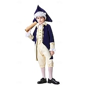  250th Anniversary USA Rococo Baroque Outfits Long Sleeves George Washington Alexander Hamilton Colonial Fancy Dress Boys' Carnival Independence Day 4th of July Kid's Coat Pants Collar