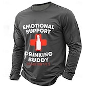  Per uomo Gergo divertente Maglietta Manica Lunga maglietta Stampa 3D Girocollo Camicia Moda Quotidiano Essenziale Casuale Quotidiano Streetwear Blu Nero Verde Estate Primavera Abbigliamento S M L XL