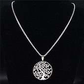 Χαμηλού Κόστους Κολιέ &amp; μενταγιόν-Κρεμαστό For Γυναικεία Δρόμος Καθημερινά Ανοξείδωτο Ατσάλι Κλασσικό Δέντρο της ζωής