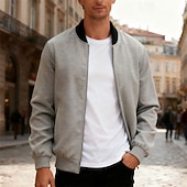 economico Giubbotti Casual-Per uomo Giacca Leggera Giubbotto bomber Giacca Casual Casuale Quotidiano Leggero Tasca Primavera Autunno Semplice Streetwear Elegante Colletto Mao Regolare Blu Nero Giallo Rosso Blu marino Giacca