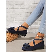 tanie Buty na płaskim obcasie damskie-Damskie Codzienny Niski obcas Okrągły palec u nogi Codzienny Sztuczny zamsz Mokasyny Migdałowy Czarny Niebieski