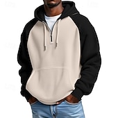 voordelige basic hoodies voor heren-Voor heren Trui met capuchon Wafel Hoodies Stoppen Hoodie met kwartrits Zwart Leger Groen Rood Marineblauw Bruin Capuchon Kleurenblok Lapwerk Zak Casual Dagelijks Sport &amp; Outdoor Streetwear